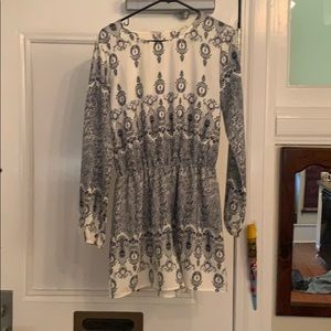 White and blue long sleeve romper